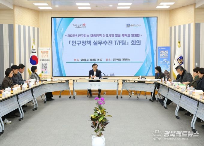 송호준 부시장 주재로 인구정책 실무추진 T/F팀 회의가 25일 시청 대회의실에서 열리고 있다.