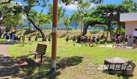 어린이집 원아들이 원두숲으로 소풍오는 모습