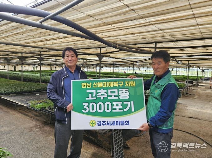 경주시새마을회, 산불피해 농민들이 일상으로 돌아갈 수 있도록 고추 모종 전달
