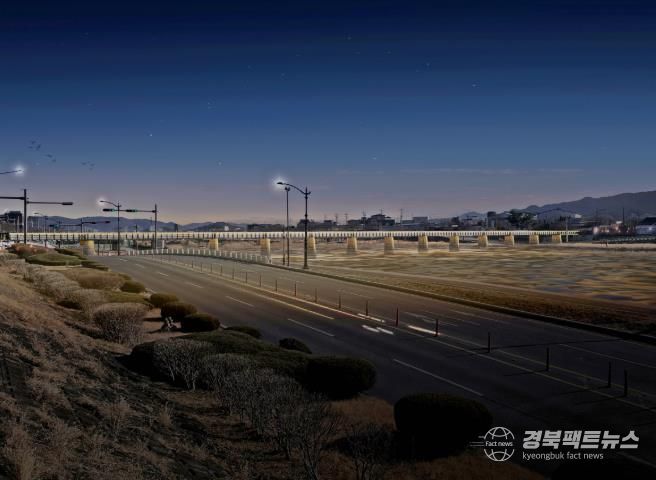 경주시가 북천철교에 추진 중인 경관개선 사업 조감도. 야간조명 설치를 통해 교량과 북천 일대가 품격 있는 도시 경관으로 탈바꿈할 예정이다.
