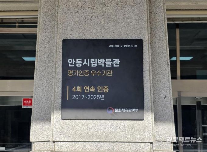 안동시립박물관, 공립박물관 평가인증제 4회 연속 평가인증 우수기관 선정